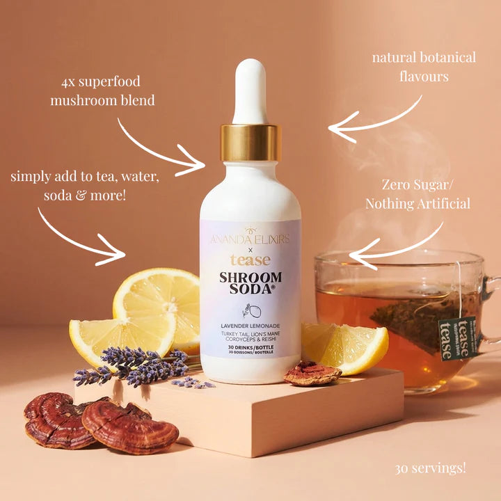 Tease x Ananda Shroom Soda® Lavender Lemon